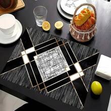 1/2/4/6/8 Pieces Luxury Placemat Set - Designed With Bright Red Abstract Geometric Patterns, Desktop Decoration, Daily Tablecloth Table Mats, Coasters, Suitable For Holiday Party Decoration, Coffee Table And Home Decoration, Kitchen Table And Room Decoration Accessories, Dining Table Decoration, Restaurant Company Gatherings