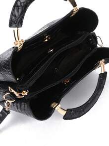 Elegant Crocodile Print Small Handbag, Fashionable Single-Shoulder Crossbody Wallet For Ladies, High-End Small Handbag With Multiple Compartments For Daily Use - 黑色 - 查看 6