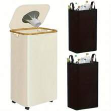 140 Liter High Capacity Recycling Bin (With Lid), Room Garbage Can, Kitchen Trash Can, 37 Gallon Collapsible Indoor Trash Can (With 2 Reusable Trash Bags), Indoor Bottle Recycling Bin, Used For Collecting Glass, Paper, Plastic And Metal Bottles