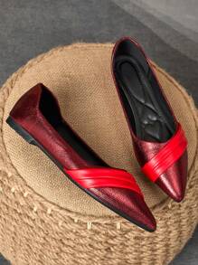 Women's Pointed Toe Fashion Purple, Light Brown, Pink Bowknot, Red High-End, Green Casual Daily, Black Flats Shoes For Spring & Autumn