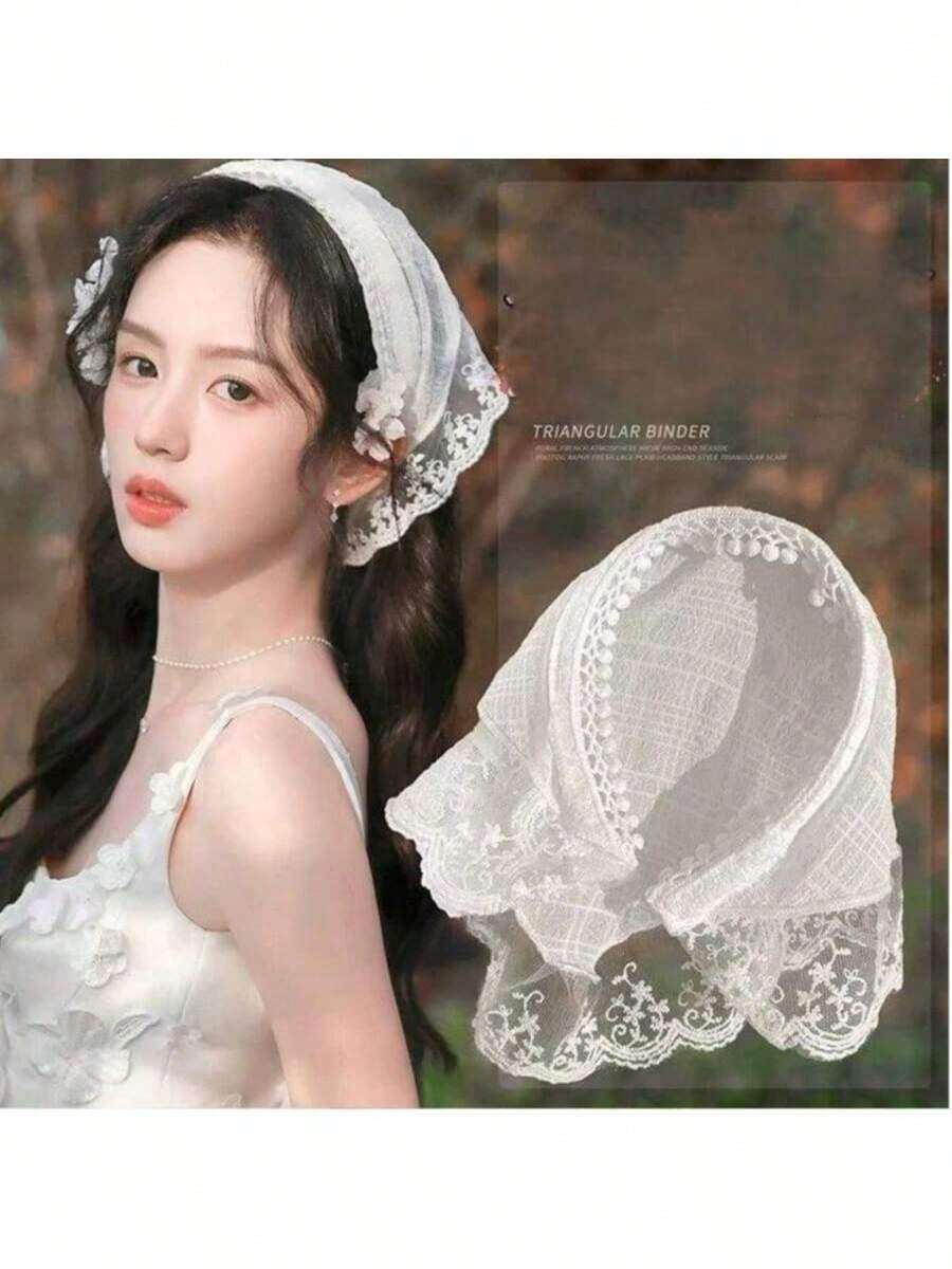 1 Peça Faixa de Cabelo/Lenço Versátil de Férias com Renda Floral para Mulheres, Turbante, Faixa de Suor, Faixa de Cabelo