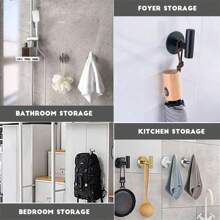 2pcs Strong Waterproof Bathroom Hook, Punch-Free And Traceless Load-Bearing Hook, Strong Adhesive Hook, Detachable, Waterproof, Rust-Proof, Suitable For Clothes, Hats, Tableware, Shoes, Accessories, Kitchen Utensils, Bags, Suitable For Kitchen, Bathroom, Living Room, Bedroom, Wall Hanging Multi-Function Hanging Storage Rack, Suitable For Family Room, Wall, Door, Cabinet