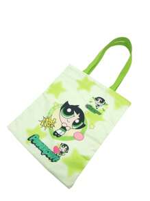 THE POWERPUFF GIRLS Cartoon Style Angel Cop Canvas Shoulder Bag, Cute Fashion Tote Handbag For Girls
