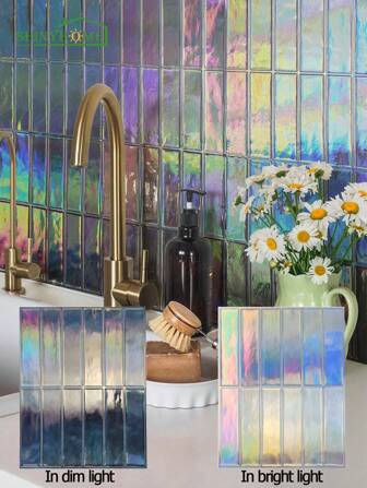 1/10/30 件彩虹色 3D 自粘墙砖，厨房防溅瓷砖贴纸，防水壁纸，厨房贴花，家居装饰，浴室梳妆台，壁炉，洗衣台装饰，家居装饰和房间装饰