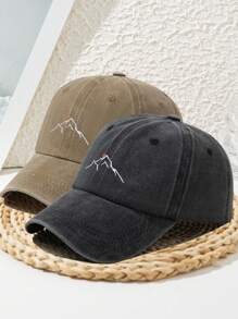 Boné de beisebol unissex ajustável com estampa de sol, montanha e pôr do sol, bordado em poliéster, estilo casual para esportes ao ar livre, praia e rua, para todas as estações