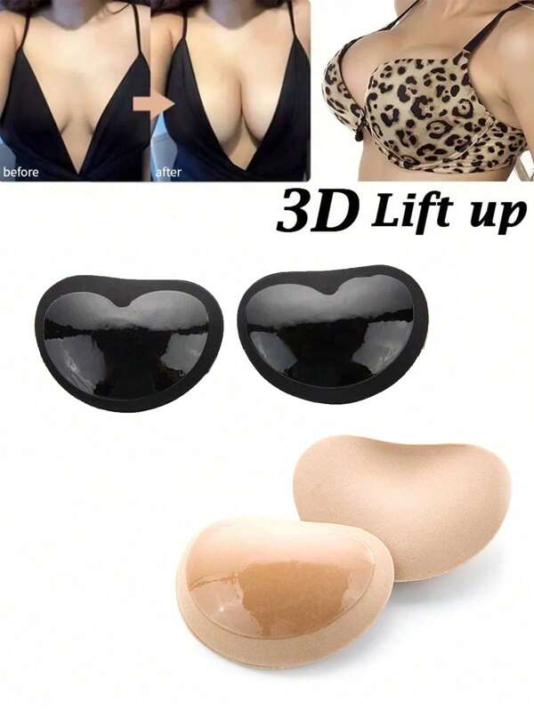 2 Pcs Women's Invisible Padding Magic Bra Inserts Sponge Bra, Breast Push Up Pads, Swimsuit Silicone Bra Pad, Nipple Cover Stickers Patch