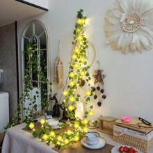 1 Peça Luz de Fada de Lírio do Vale LED, com Guirlanda de Folhas de Hera Verde, Decoração de Flor Artificial Romântica, Adequada para Uso Interno, Pendurar, Sala, Casa, Cozinha, Jardim, Parede, Varanda, Casamento, Festa, Decoração Doméstica Sazonal