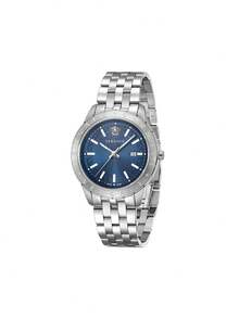 Versace Men's Stylish Business Quartz Bracelet Watch with Stainless Steel Strap and Case Wrist Watch for Men with Blue Dial，VE2C01024 - 藍 - 查看 5