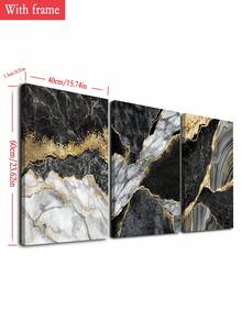 3pcs Abstract Beige Fluid Art Posters, Wall Art Posters Optional Frame - Multicolor - View 4