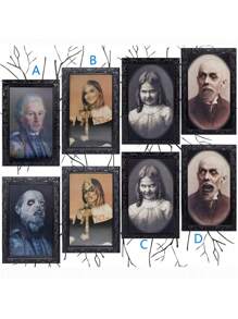 1/4 Stücke Halloween Dekoration für Innenbereich 3D Gesichts-Wechsel Horror Fotorahmen, gruselige Geister Wanddekoration Portrait Horror Halloween Deko Horror Party Schloss Haus Heimdekoration