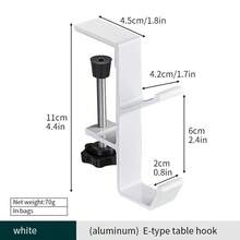 Gancho para colgar sin perforaciones, bolsa colgante lateral para escritorio de estudiante, artefacto, soportes para bolsosóvilesíbles, gancho de mesa multifuncional - Gris 1 - Ver 4