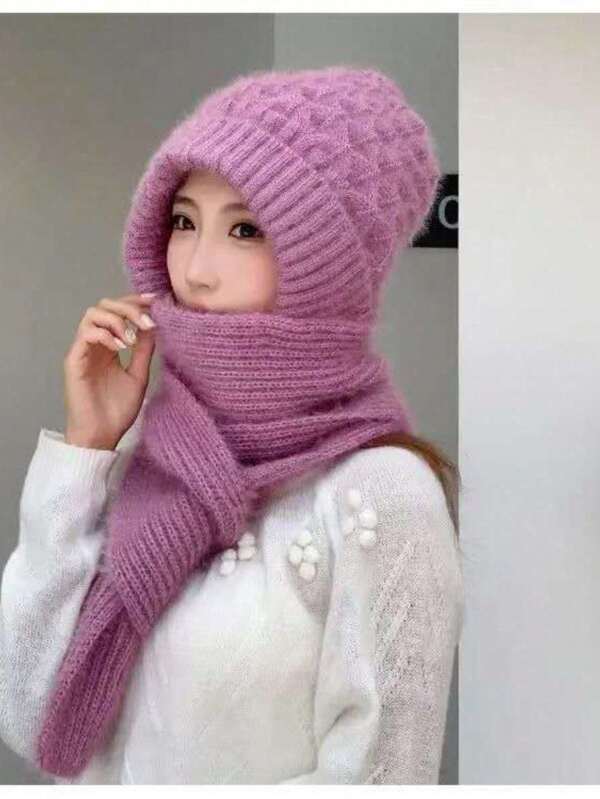 Gorros com Cachecol De Inverno Femininos Chapéu De Malha Capuz Orelha Acessórios Da Moda Touca SHR-30