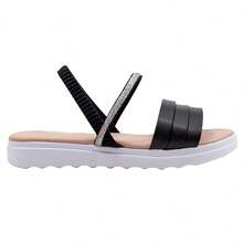 Colorful Girls' Sandals 28 To 36 Women's Flat Sandals Rhinestone Diamond Shiny Ultralight Comfortable - 黑色 - 查看 4