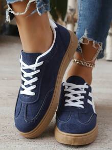 Women's Lace-Up Trainers Plus Size Sneakers, Modern Fashionable Outdoor Street Campus Versatile Casual Sports Shoes