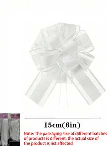 6pcs/1pc - Pull Bow Ribbon Bows, Large Christmas Pull Bows White Ribbon Bows - Reusable Ribbon Bows For Gift Boxes, Decorations, Gift Wrapping, Wedding Baskets, Birthday Party, Christmas Gifts, Christmas Party Supplies (White) - White - View 5