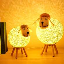 1 peça de luz noturna de cordeiro, alimentada por USB, adequada para decoração de escritório e casa, decoração de escritório, design otimista, decoração de ovelha