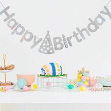 1pc 55.11" Birthday Party Banner, Gold & Silver - Paper Wreath Decor, Easy Hanging, Indoor/Outdoor Decoration Suitable For Garden, Fence, Balcony Celebration