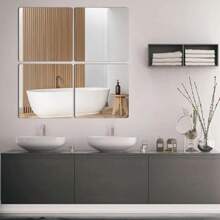 4 Packs Self Adhesive Acrylic Mirror, Mirror Tiles, Flexible Plastic Mirror Sheets Wall Stickers, Frameless Small Mirror, 3D Mirror Wall Tile, Self-Adhesive, Flexible Plastic Mirror, Full Body Mirror Tile, DIY Background Wall, Suitable For Wall Decoration Behind Doors, Bedrooms, Home Gyms, Bathrooms, Restaurants, And Home Walls Room Decor