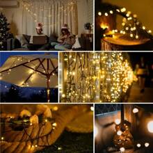 GHUSTAR Guirlande lumineuse solaire 32 m 300 LED, 8 modes réglables, étanche IP44 pour l'extérieur, parfaite pour la décoration de cour, de jardin, de porche, de festivals et de fêtes