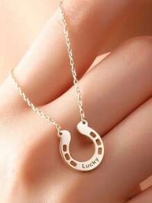 Collar de acero inoxidable con herradura personalizada, collares antidecoloración chapados en oro de 18k y color plateado para mujeres, joyería de boda personalizada estética, accesorios de vacaciones, regalo para mamá/hija/mejor amiga