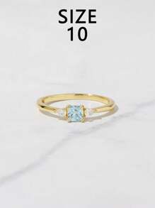 1pc S925 Sterling Silver Vintage Style Blue Zirconia Minimalist Ring, Elegant & Versatile Jewelry Gift For Women, Suitable For Daily Wear, Parties, Holidays