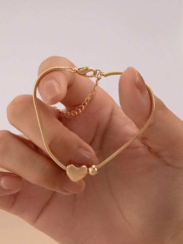 1 elegante pulsera con colgante con forma de corazón que no se descolora, perfecta para el Día de San Valentín, aniversarios, uso diario de moda, adecuada para la vida diaria y regalos festivos
