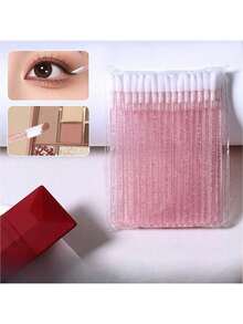 200/100支装一次性水晶唇刷套装，化妆唇刷，适用于唇膏、唇彩、眼影等，美妆工具（粉色），赠品 - 粉色 - 查看 9