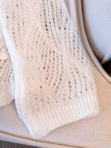 Women's Summer V-Neck Openwork Diamond Pattern Design Loose Knit Cover Up Coverup, Beach Resort