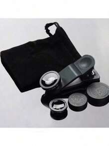 1 set d'objectifs universels à clip 3-en-1 - grand angle, macro, objectif fisheye pour téléphones - accessoires de téléphone haut de gamme pour une expérience de photographie améliorée (il y a un total de deux objectifs).