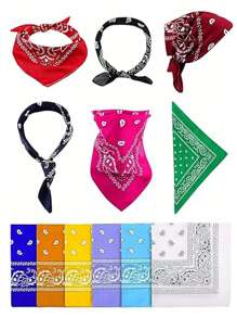 12 pièces Foulard/Châle/Bandana unisexe à motif cachemire imprimé, style pop hip hop . Convient pour les voyages, les fêtes et les concerts pour hommes et femmes