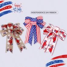 Decoraciones para el Día de la Independencia estadounidense (4 de julio), lazos, estrellas y rayas de lino fino, perfectos para porches, patios y decoraciones interiores, para volver a la escuela