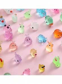 5/10/25/50 Pcs Glow-In-The-Dark Mini Blind Bags, ABS Luminous Animal & Mushroom Figurines, Mysterious Gift Bags For Aquarium, Toy House, Fairy Garden Decor, Home Decor, Party Favors, Easter, Back To School, Filler For Gift Bags, Surprise Blind Bags (Random Styles)
