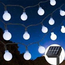 1 Peça Série de Luzes 20/30/50/100/200 LED Bola Branca, Luz Decorativa para Jardim ao Ar Livre Natal, Luz Atmosférica para Decoração de Festa de Feriado, Alimentada por Caixa de Bateria, Branco Quente