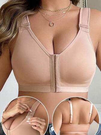 Plus Size Comfortable Front Hook Wireless Bra