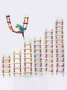 1 pieza Escalera trepadora para loros de colores, disponible en múltiples longitudes, escalera de madera flexible de colores, suministros educativos para aves, accesorio para jaula de pájaros, juguete para loros (todos los accesorios de colores se entregan al azar)