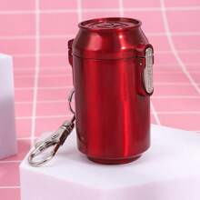 1 przenośna popielniczka z metalowym materiałem w kształcie puszki, konstrukcja typu flip, wyposażona w brelok, łatwa do przenoszenia, odpowiednia do użytku na zewnątrz w domu i samochodzie, popielniczka na prezent