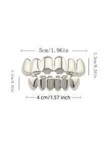 1 Set Smooth Rapper Accessories Six Teeth Metal Hip Hop Teeth Grillz, Fashionable For Everyday Wear & Halloween, Suitable For Men & Women