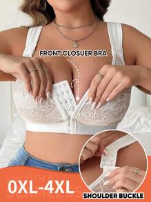 MIOTAN Sujetador inalámbrico para mujer de talla grande, con cierre delantero de encaje, tirantes ajustables, suave y transpirable