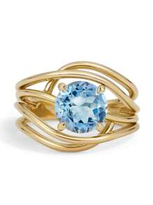 1 pieza Anillo de Cristal Azul - Anillo plateado en plata sólida para Mujeres, Joyería Elegante y Atemporal, Regalo de San Valentín/Cumpleaños, Accesorio Clásico de Uso Diario