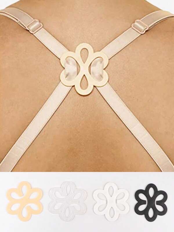 4pcs Flower Shape Anti-Slip Bra Strap Buckle, Criss-Cross Bra Strap Clips, Invisible Bra Accessories