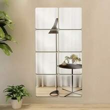 4 Packs Self Adhesive Acrylic Mirror, Mirror Tiles, Flexible Plastic Mirror Sheets Wall Stickers, Frameless Small Mirror, 3D Mirror Wall Tile, Self-Adhesive, Flexible Plastic Mirror, Full Body Mirror Tile, DIY Background Wall, Suitable For Wall Decoration Behind Doors, Bedrooms, Home Gyms, Bathrooms, Restaurants, And Home Walls Room Decor
