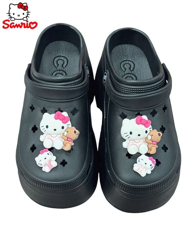 Sanrio 4 Stücke Sanrio Hello Kitty Serie Lochschuh Set, Lochbeutel können verwendet werden, süß und niedlich, Cartoon Kitty Schuh Dekoration, DIY Accessoires als Geschenk für Mädchen, Schuhschnallen, Dekorationen