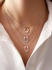 Collar de acero inoxidable con herradura personalizada, collares antidecoloración chapados en oro de 18k y color plateado para mujeres, joyería de boda personalizada estética, accesorios de vacaciones, regalo para mamá/hija/mejor amiga