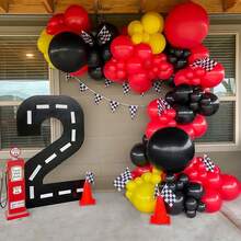 112pcs Amusement Park Theme Balloon Arch Set, Summer Celebration, Red, Yellow, Black, White, Round Balloons, Suitable For Birthday Party, Graduation Ceremony - Multicolor - View 5