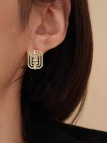 jealous young 1 Paar wunderschöne, vintage quadratische geometrische Kubikzirkonia-Ohrstecker, geeignet für Frauen zum Tragen bei Hochzeiten, formellen Anlässen und im täglichen Leben