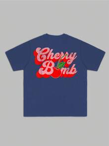 Cherry Bomb - Sweet - Retro - Men's Graphic T-Shirt, 100% Cotton, 220g - Blue - View 3