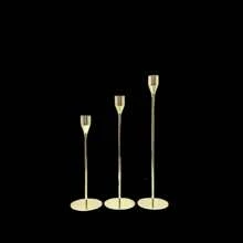 3pcs Set Simulated Gold Candle Holders, Smooth Glossy Finish, Column Shape With Candle Holder Top, Slim Stem, And Round Base, For Candle Placement, Creating Ambiance, Home Decor, Candlelight Dinner, Wedding, Anniversary