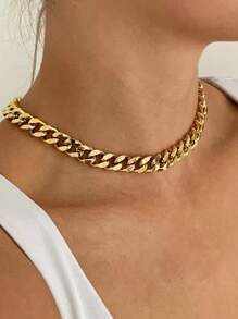 Tkool 1 pieza Collar de cadena gruesa elegante, accesorio de moda para mujer