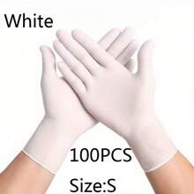 6/10/50/100PCS White Disposable Nitrile Gloves, Durable Household Cleaning Gloves, For Kitchen, Bathroom, Cleaning, Food Handling, Tattooing, Beauty, Hair Dyeing, Pets, Beauty Salons, Cleaning Supplies, Home Gadgets.