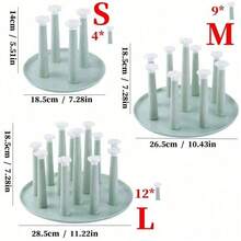 1 pieza Estante giratorio con 4/9/12 postes desmontables y bandeja para encimera, escurridor de taza de escritorio para el hogar, soporte de secado de vasos, organizador de almacenamiento de botellas para casa, bar, club y fiestas